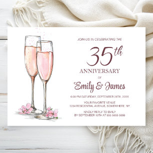 35th Wedding Anniversary Champagne Invitation