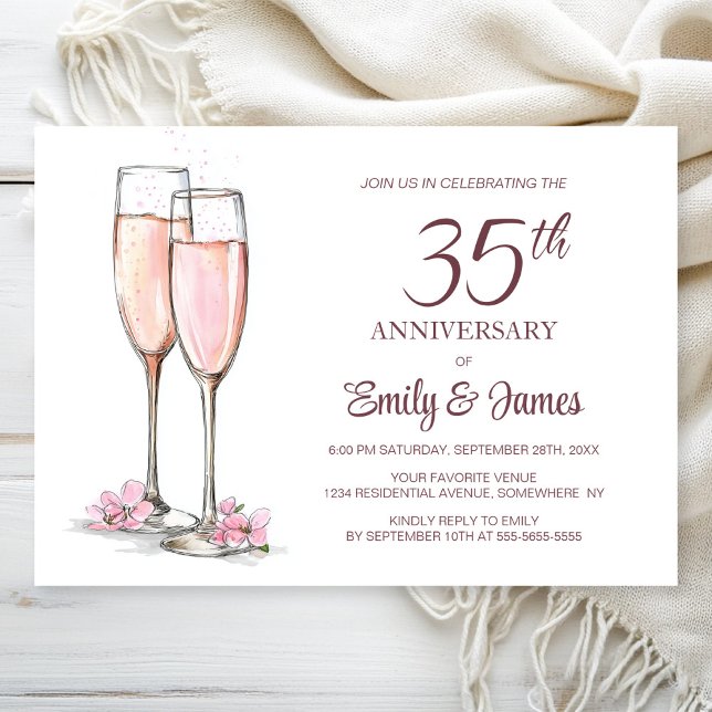 35th Wedding Anniversary Champagne Invitation (Creator Uploaded)