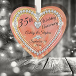 35th Wedding Anniversary Coral | Diamonds Keepsake Ornament<br><div class="desc">Elegant faux (printed) diamonds and coral 35th Wedding Anniversary keepsake photo ornament design by Holiday Hearts Designs (rights reserved). Template fields are provided for you to personalise with your names, anniversary and date. Font styles, sizes and positioning can be customised via the "Customise" button. As stated above, all effects (diamonds...</div>