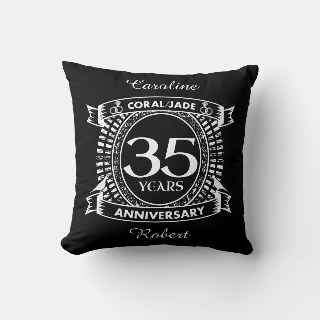 35th wedding anniversary Coral Jade crest Cushion (Front)