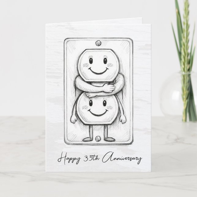 35th Wedding Anniversary Electrical Socket  Card (Front)