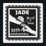 35th wedding anniversary holding hands<br><div class="desc">If you would like any help customizing this design, please use the ask this designer button, just below this text. A black and white design to commemorate your 35th, 30 years wedding anniversary. An illustration of a husband and wife holding hands. The text reads jade which is a traditional gift...</div>