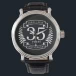 35th Wedding ANNIVERSARY JADE / CORAL Watch<br><div class="desc">A design to celebrate your thirty fifth year of marriage. Paper is the traditional gift for this occasion. The text reads coral jade 35 year anniversary. A romantic design to celebrate your 35th year of marriage. If you would like any help customising this design please contact me, there is an...</div>