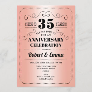 35th Wedding Anniversary Party - Coral Invitation
