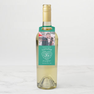 35th wedding Anniversary photo emerald gem heart Bottle Tag