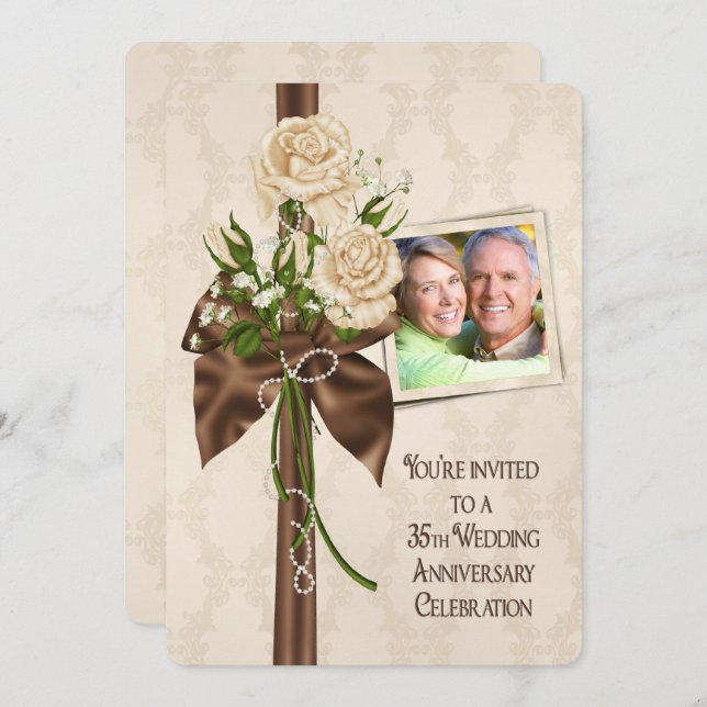 35th Wedding Anniversary Roses Invitation (Front/Back)