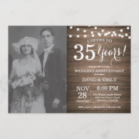35th Wedding Anniversary Rustic Wood