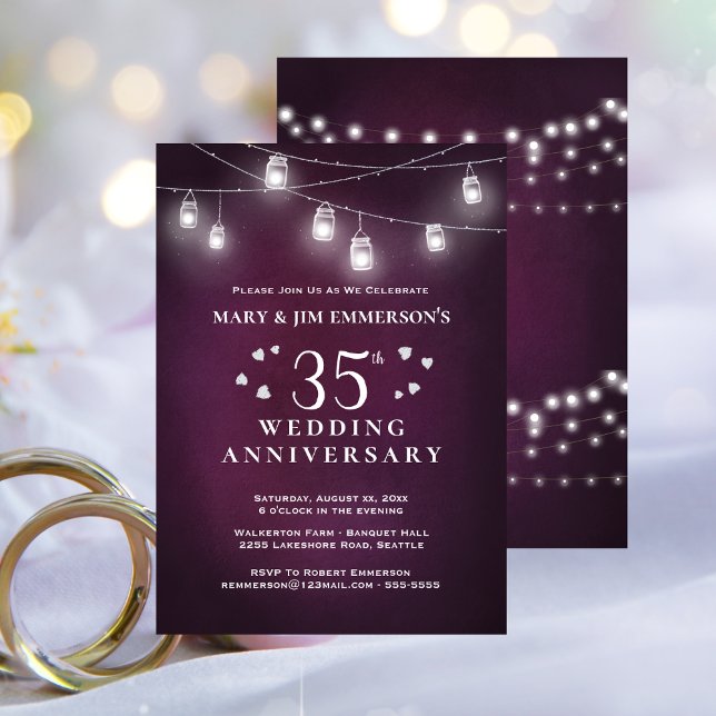 35th Wedding Anniversary String Lights Invitation (35th Wedding Anniversary String Lights Invitation)