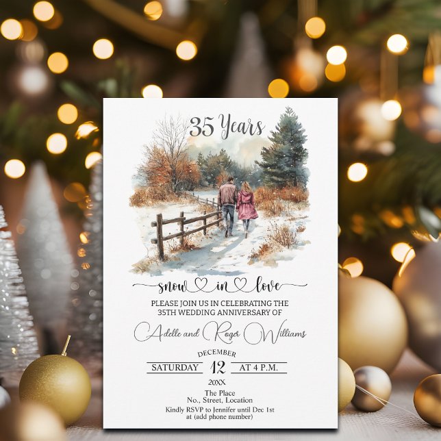 35th Wedding Anniversary Winter Landscape Romantic Invitation (Creator Uploaded)