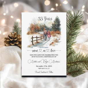 35th Wedding Anniversary Winter Landscape Romantic Save The Date