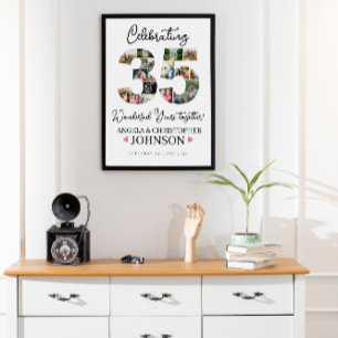 35th years of marriage pearl Anniversary Photo Poster