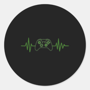 365 Gamer Heartbeat Tee For Video Game Players  Classic Round Sticker