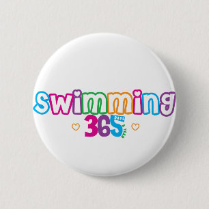 365 Swimming 6 Cm Round Badge