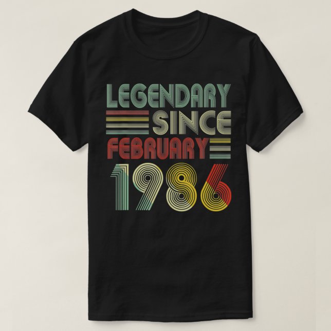 36 Bday Decorations Legendary Since February 1986  T-Shirt (Design Front)
