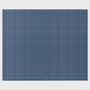 36" Grid with Ruler Traditional Blueprint Color Wrapping Paper