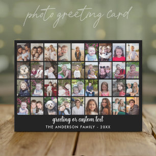 36 Photo Collage - 4 rows 9 columns - black Holiday Card