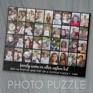 36 Photo Collage - 4 rows 9 columns - black Jigsaw Puzzle