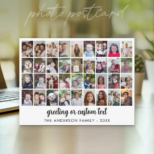 36 Photo Collage - 4 rows 9 columns - white Postcard