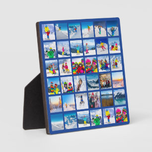 36 Photo Grid Collage Dark Blue Plaque