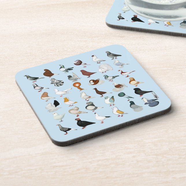 36 Pigeon Breeds Coaster (Left Side)