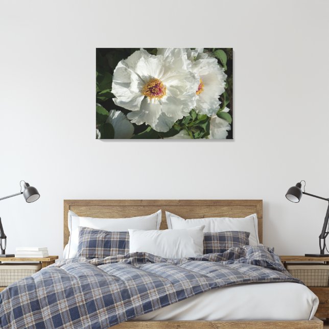 36"x24" Tree Peonies Canvas Print (Insitu(Bedroom))