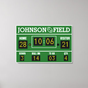 36" x 24" Personalised Football Scoreboard Canvas Print