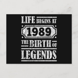 36 Year Old 1989 Birth Of Legend 36th Birthday Postcard