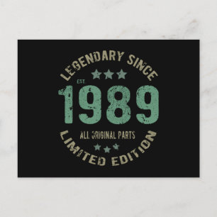 36 Year Old Bday 1989 Legend 36th Birthday Gift Postcard