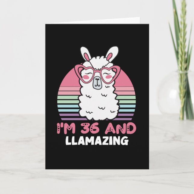 36 Year Old Bday Llamazing 36th Birthday Llama Card (Front)