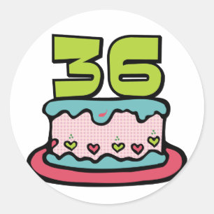 36 Year Old Birthday Cake Classic Round Sticker