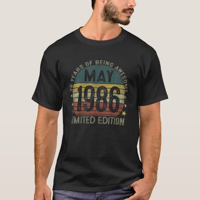 36 Year Old Gifts May 1986 Limited Edition 36Th Bi T-Shirt (Front)