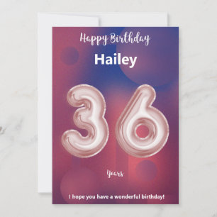 36 year old Happy Birthday card