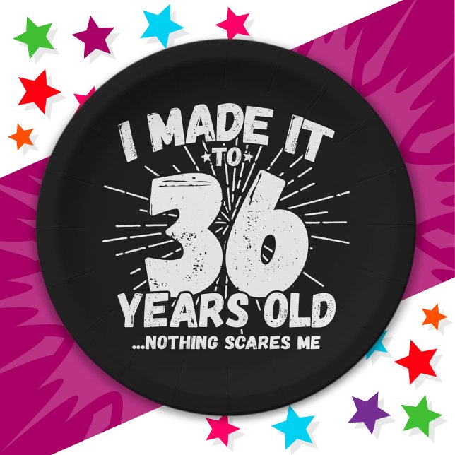 36 Year Old Sarcastic Meme Funny 36th Birthday Paper Plate (Creator Uploaded)