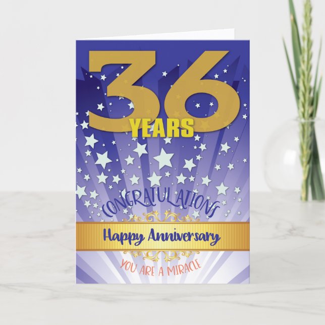 36 Year Recovery Anniversary Bold Numeral Card (Front)
