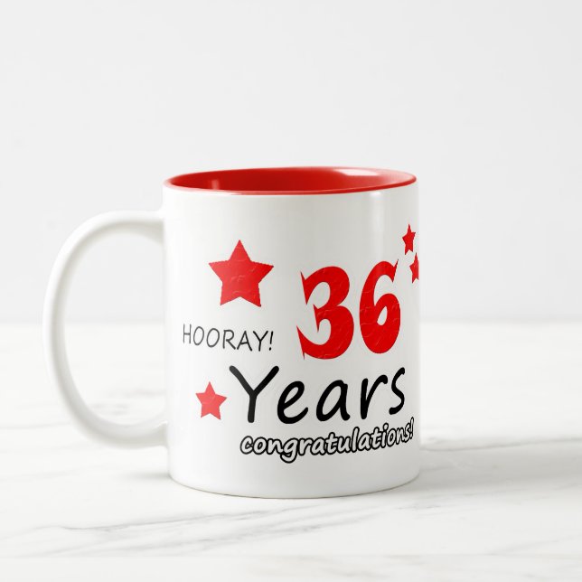 36th anniversary, 36 Years Wedding Anniversaries Two-Tone Coffee Mug (Left)