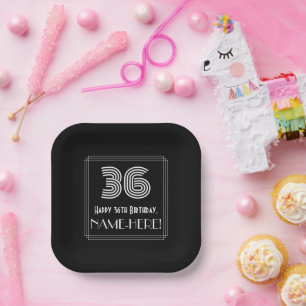 36th Birthday — Art Deco Inspired Look “36”  Paper Plate