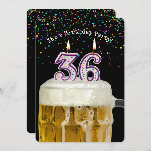 36th Birthday Beer Party Invitation (Front/Back)