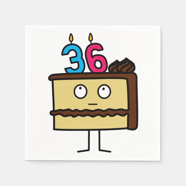 36th Birthday Cake with Candles Napkin (Front)