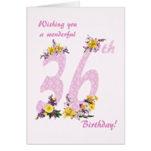 36th Birthday Flower Decorated Numbers