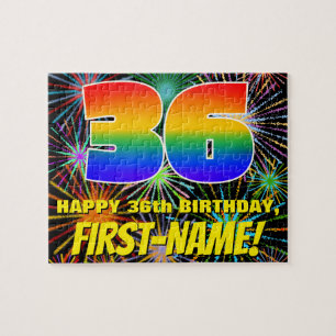 36th Birthday: Fun, Colourful Celebratory Firework Jigsaw Puzzle