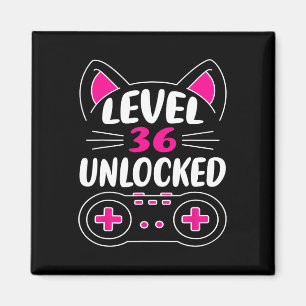 36th Birthday Girl Cat Lover Video Game Level 36 U Magnet