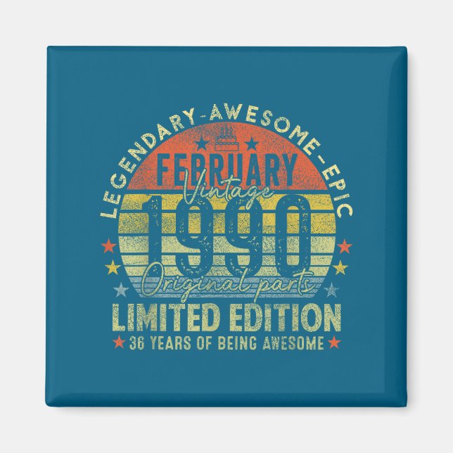 36th Birthday Legends February 1996 Illustration Magnet (Front)