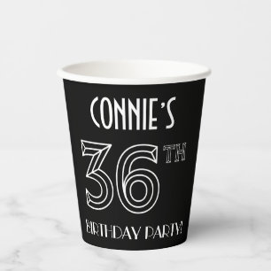 36th Birthday Party: Art Deco Style + Custom Name Paper Cups