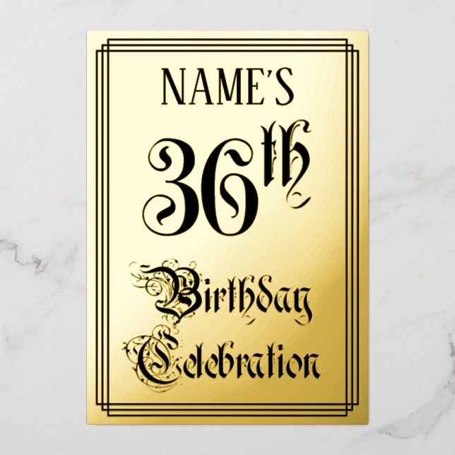 36th Birthday Party — Elegant Script + Custom Name (Front)