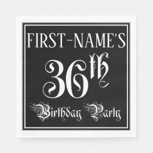 36th Birthday Party — Fancy Script + Custom Name Napkin