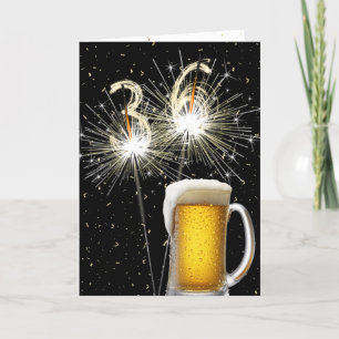 36th Birthday Sparklers With Beer Mug Card