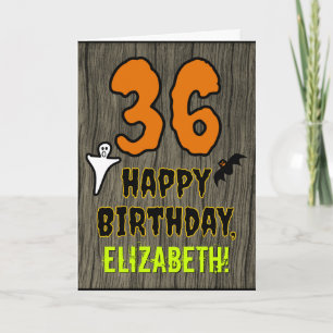 36th Birthday: Spooky Halloween Theme, Custom Name Card