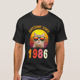 36th Birthday Vintage Cat Awesome Since 1986 T-Shirt