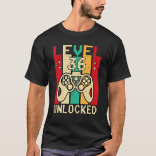 36th Gamer Boy Saying Vintage Level 36 Unlocked Ga T-Shirt