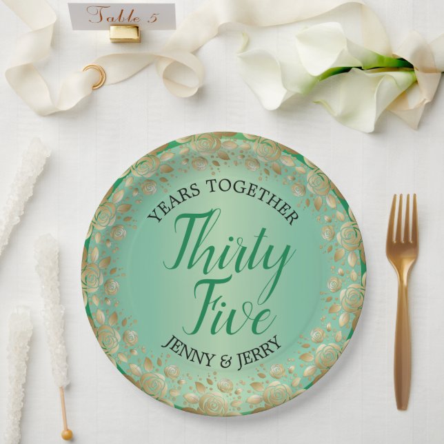 36th Jade Wedding Anniversary Custom Paper Plate (Wedding)